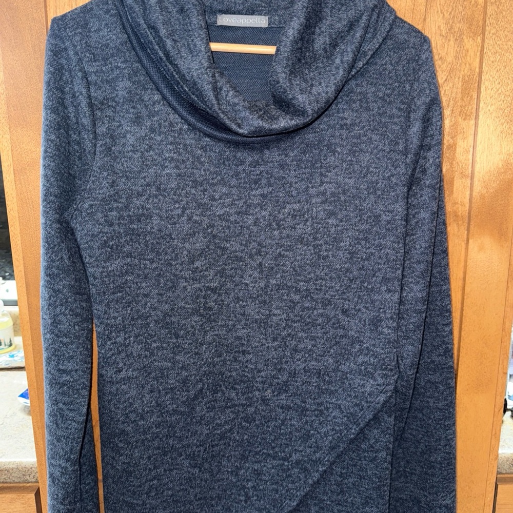 Elegant Navy Cowl Neck Sweater